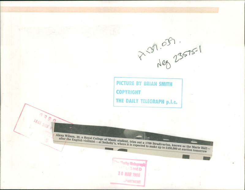 Musical instruments violine:a royal college of music student - Vintage Photograph