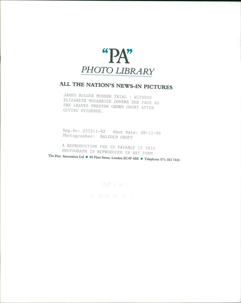 Murder of James Bulger. - Vintage Photograph