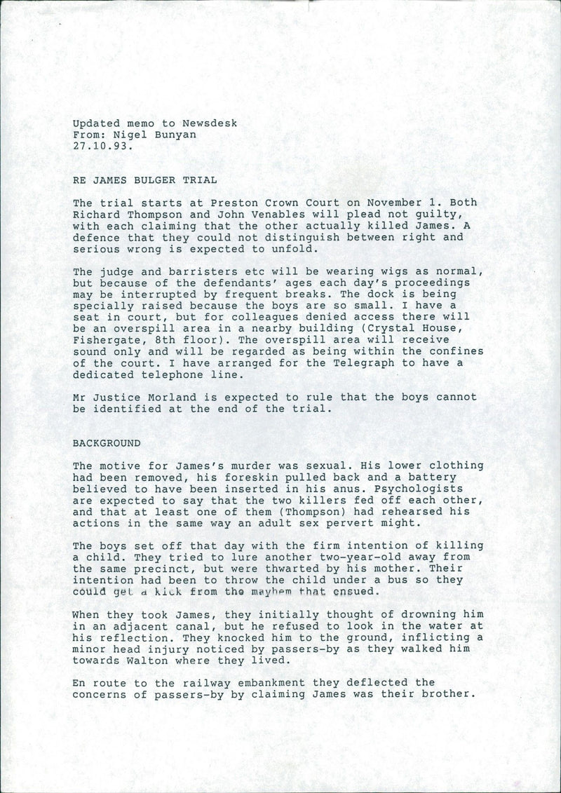 Murder of James Bulger. - Vintage Photograph