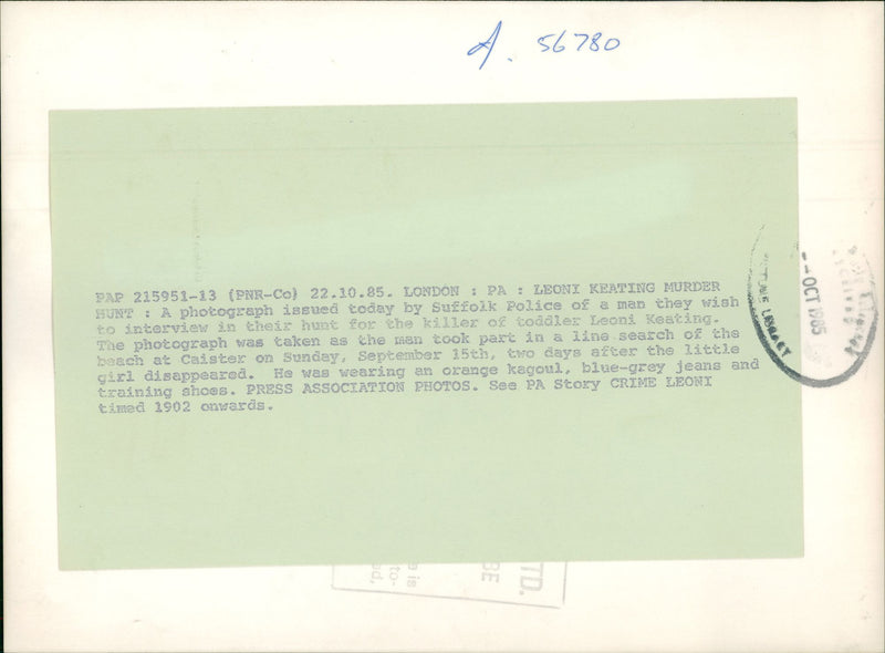 Keating leoni murderer hunt. - Vintage Photograph