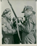 Cabinet minister takes a military instrustion - Vintage Photograph