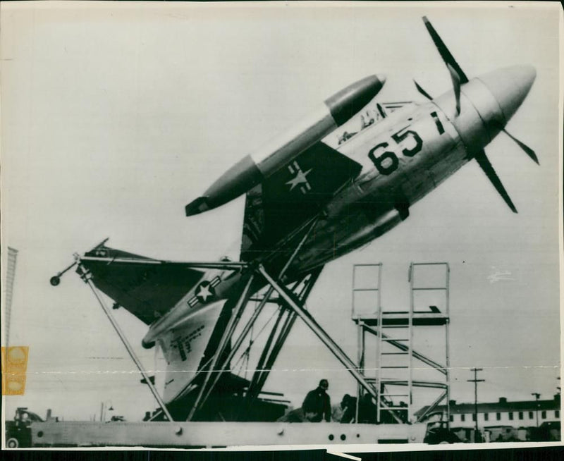 Aircraft:lockheed xfv-1Its tipped on the tail for takeoff. - Vintage Photograph