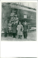 Marshal Ferdinand With british and french representative outside the train. - Vintage Photograph