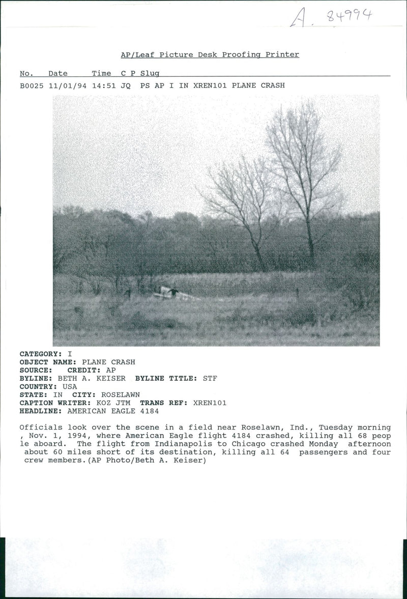 Official look over the scene in a field near roselawn. - Vintage Photograph