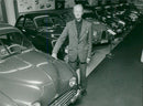 Gunnar Ljungström, with his premiere, Saab 92, in Saab's museum in Trollhättan - Vintage Photograph