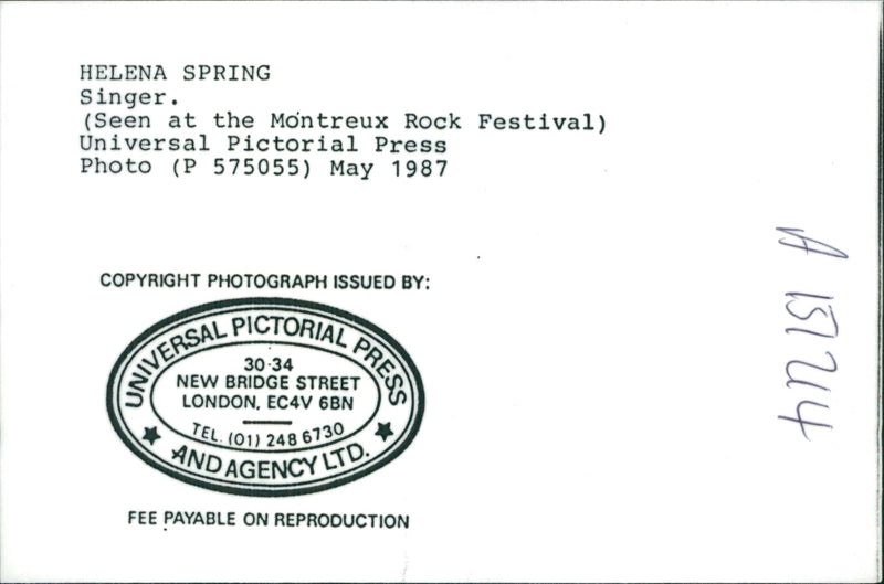 Singer Helena Spring at the Montreux Rock Festival - Vintage Photograph