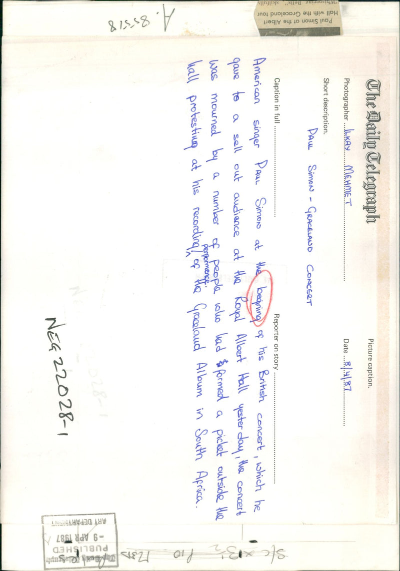 Paul Simon American singer. - Vintage Photograph