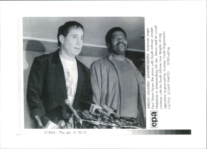 Paul Simon Is with Johhanes burg. - Vintage Photograph