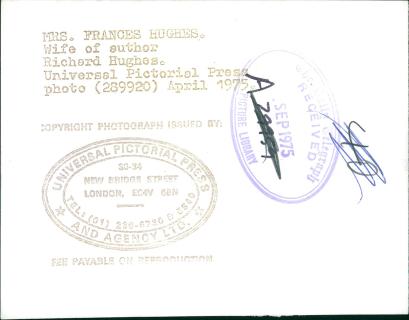 Richard Hughes (British writer)'s wife. - Vintage Photograph