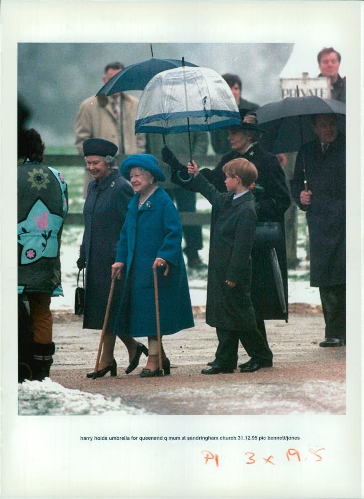 Queen mother with prince harry - Vintage Photograph