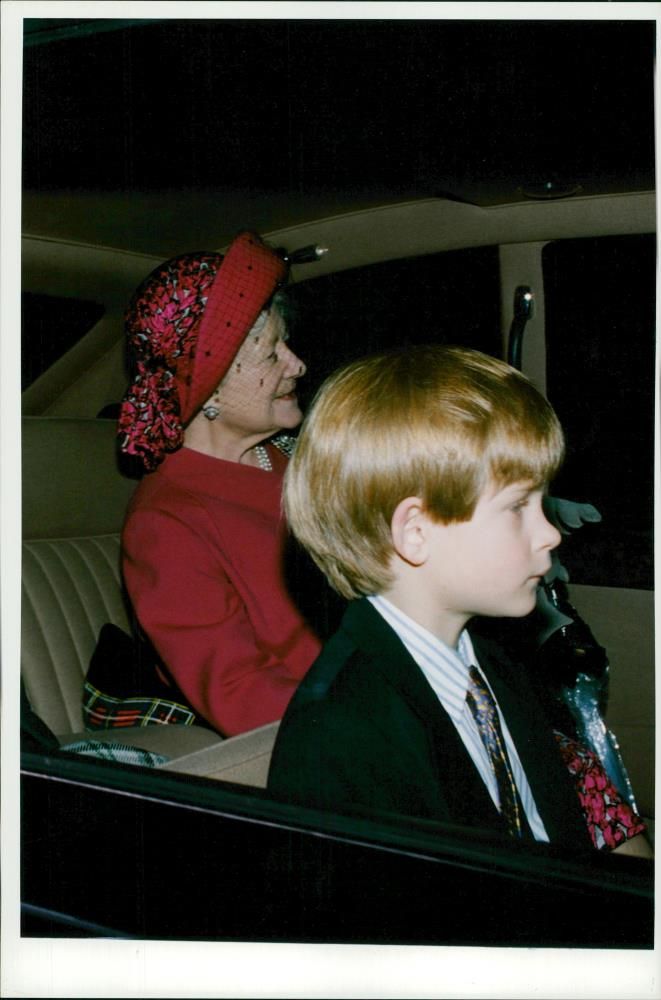 The Queen Mother & prince harry . - Vintage Photograph