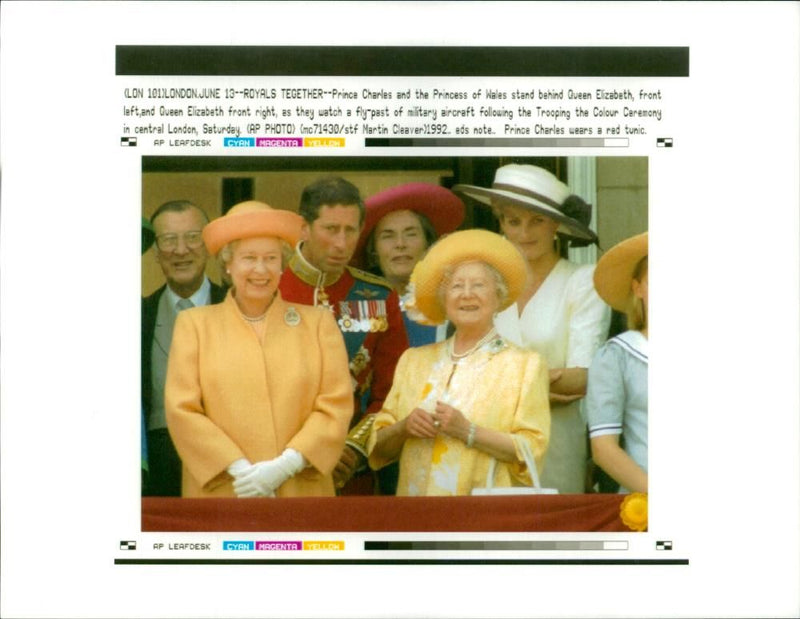 The Queen Mother with the prince charles. - Vintage Photograph