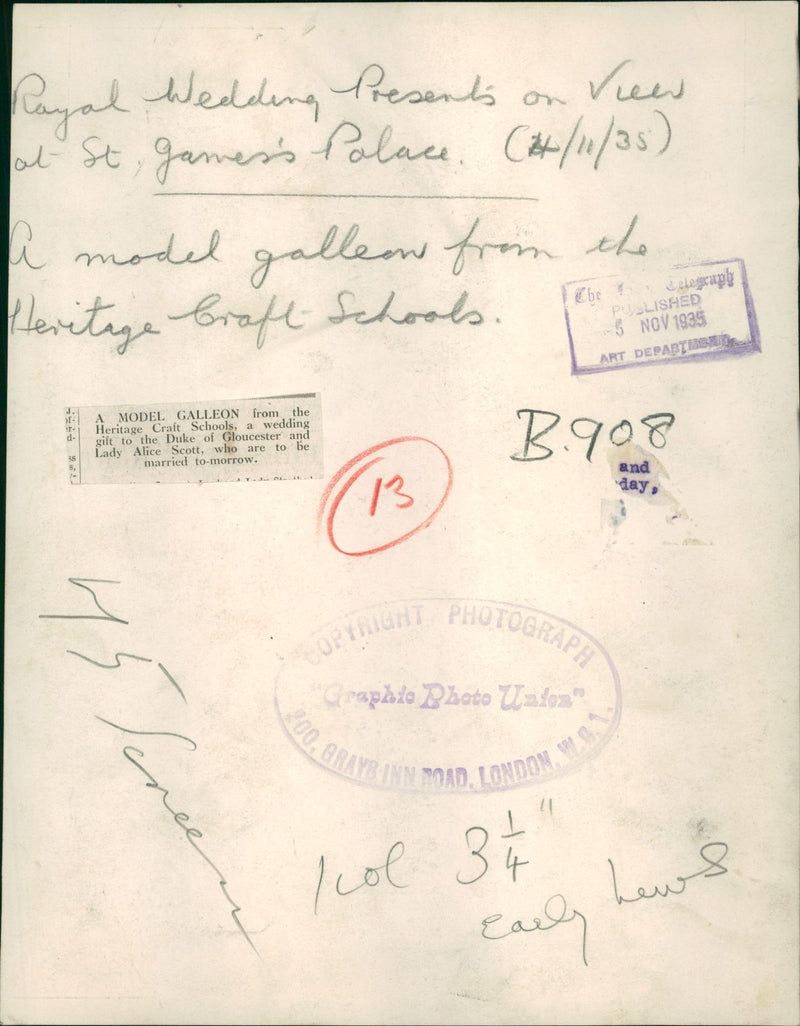 A model galleon. - Vintage Photograph