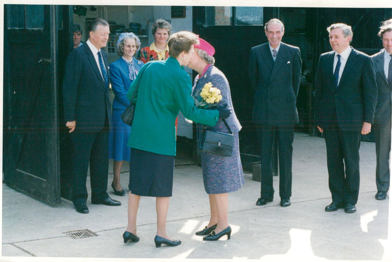 Princess Anne kissing the Queen Elizabeth II - Vintage Photograph