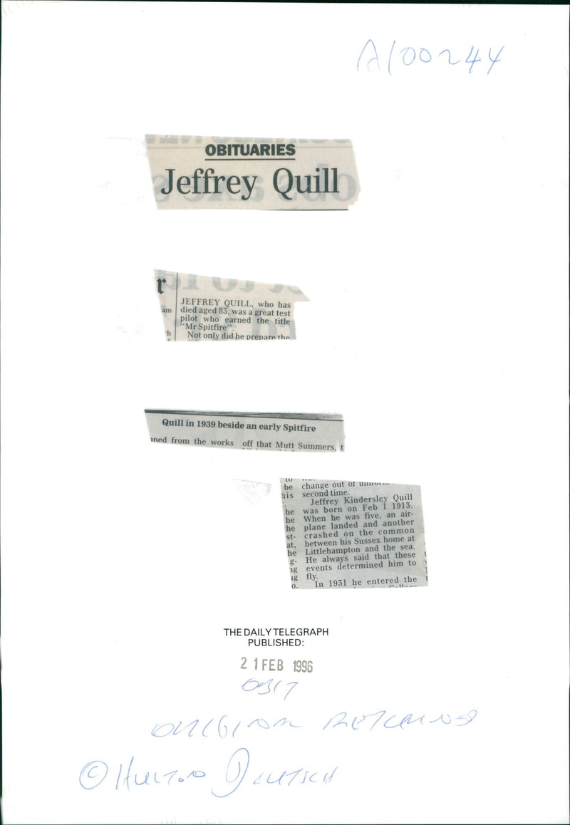 Jeffrey Quill. - Vintage Photograph