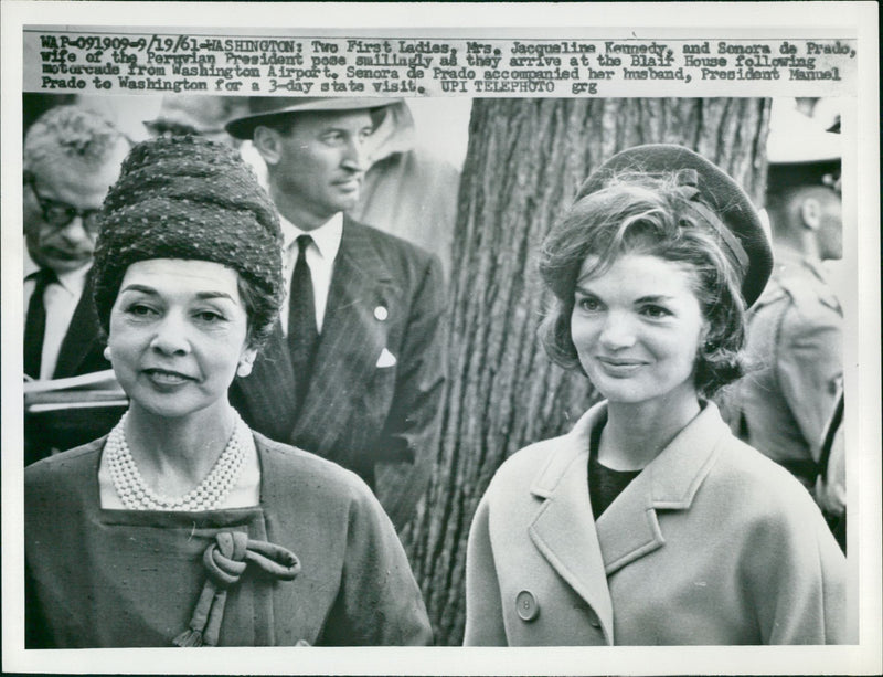 Manuel Carlos Prado y Ugarteche with mrs. jacqueline kennedy. - Vintage Photograph