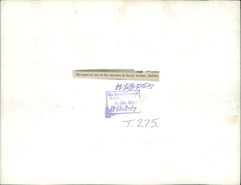 civil righh riots ireland:the start  of one of the marches in royal avenue - Vintage Photograph