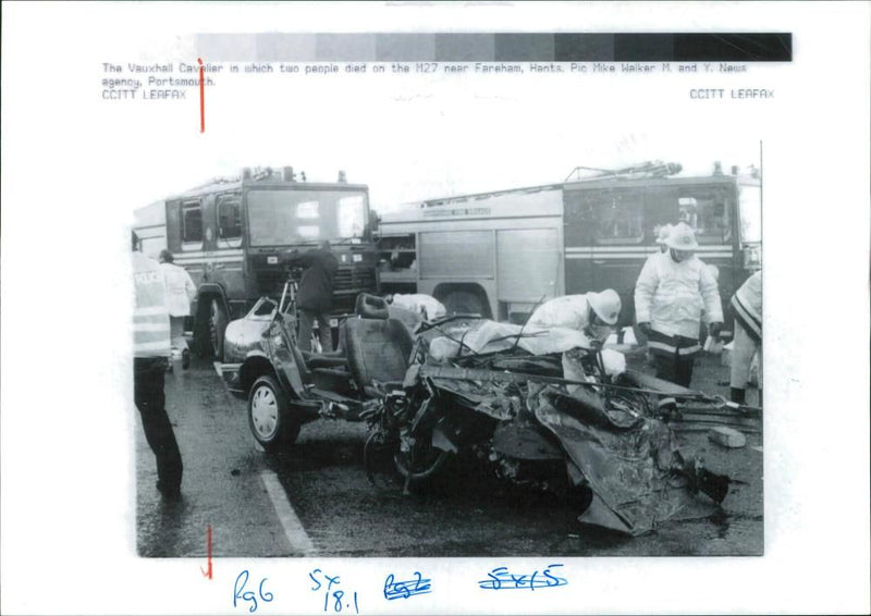 Two people died and four were injured whepetrol tanker and two vehicle crashed. - Vintage Photograph