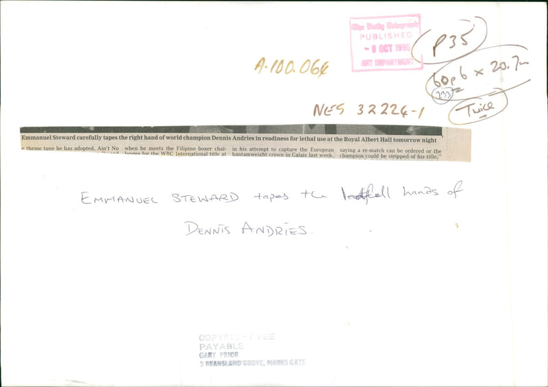 Dennis Andries with emmanuel steward. - Vintage Photograph