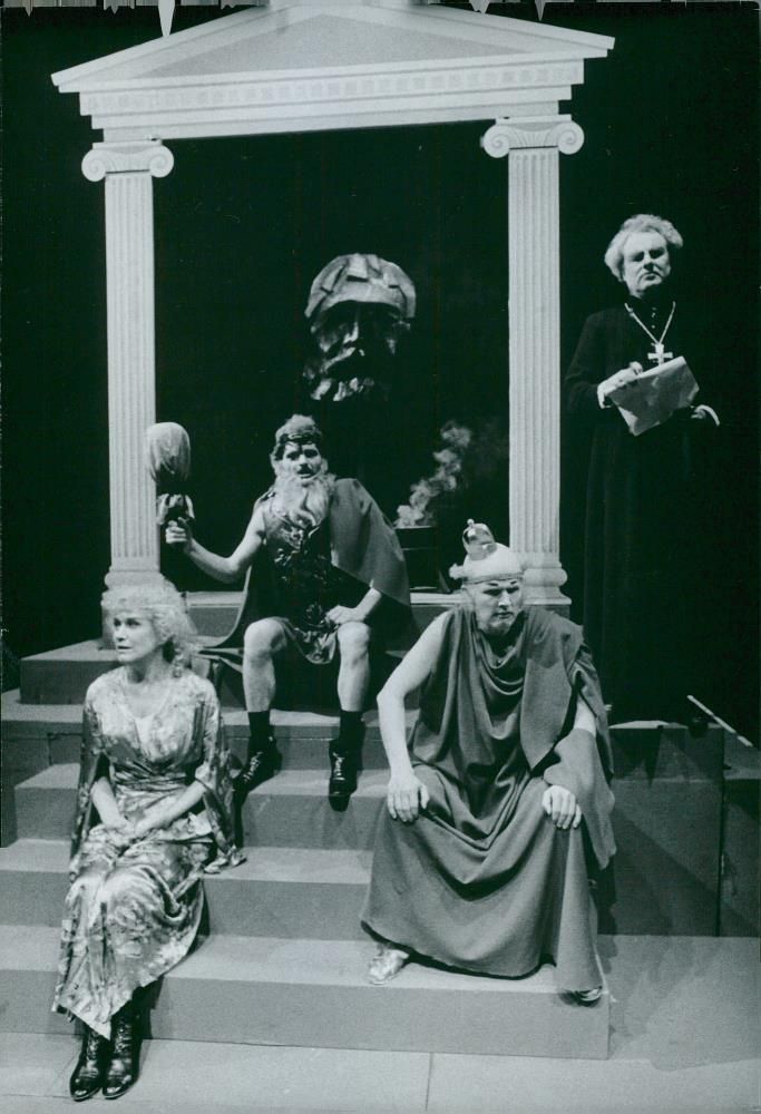 Rut Hoffsten, Lars Hansen, Per Jonsson and Sven Nilsson in the Play "Pariserliv" by GÃ¶ran O Eriksson / Offenbach at Helsingborg City Theater - Vintage Photograph