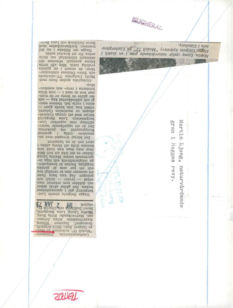 Martin Ljung plays nature conservation spruce in Hagge Geiger's new year-old "Model 73" at Lisebergsteatern in Gothenburg. - Vintage Photograph