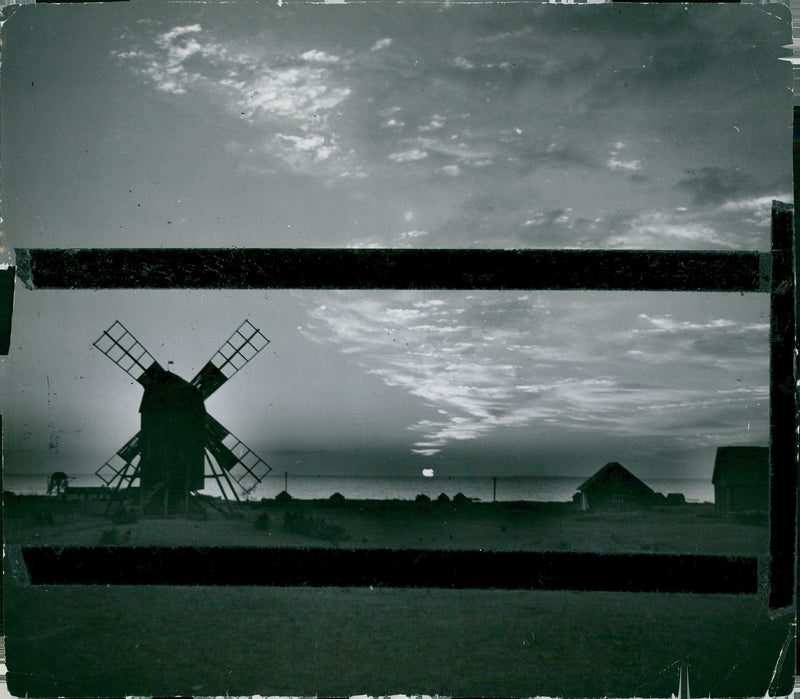 Ãlandskvarnen against gold-lined avenue - Vintage Photograph