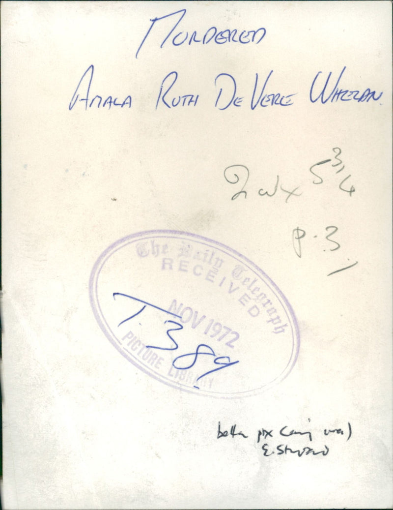 Murdered and Missing Persons: amala ruth de vere. - Vintage Photograph