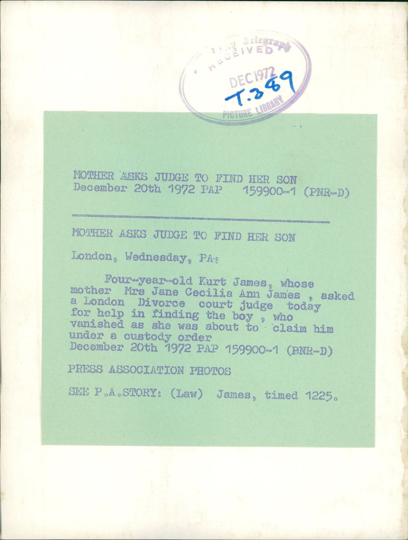 Murdered and Missing Persons: kurt james. - Vintage Photograph