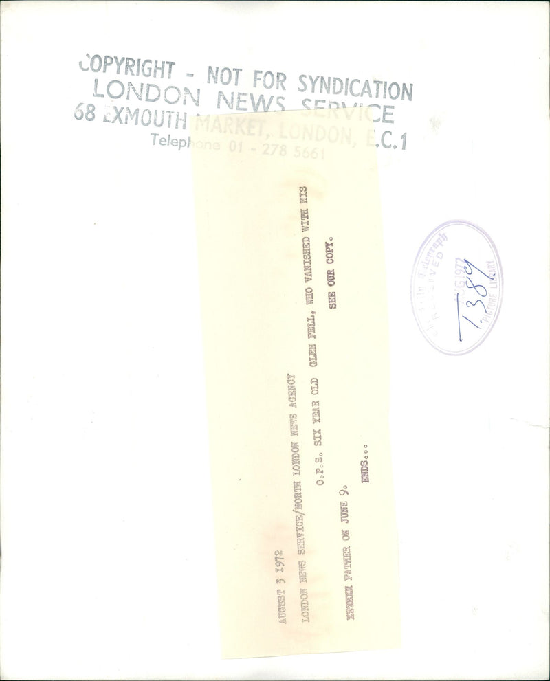 Murdered and Missing Persons: glenn fell. - Vintage Photograph