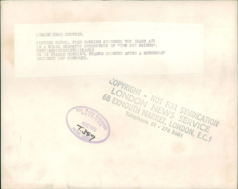 Murdered and Missing Persons: john speller. - Vintage Photograph