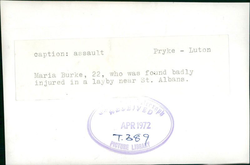 Murdered and Missing Persons: maria burke. - Vintage Photograph