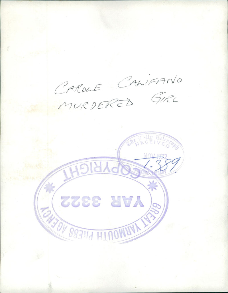 Murdered and Missing Persons: carol califano. - Vintage Photograph