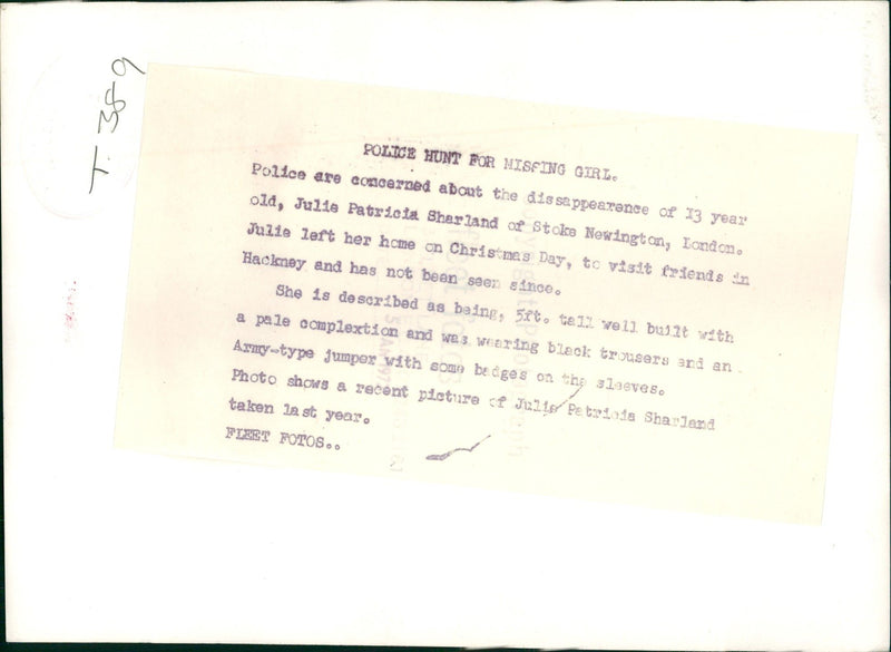 Murdered and Missing Persons: julie patricia sherland. - Vintage Photograph