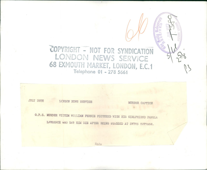 Murdered and Missing Persons:william ferne and pamela. - Vintage Photograph