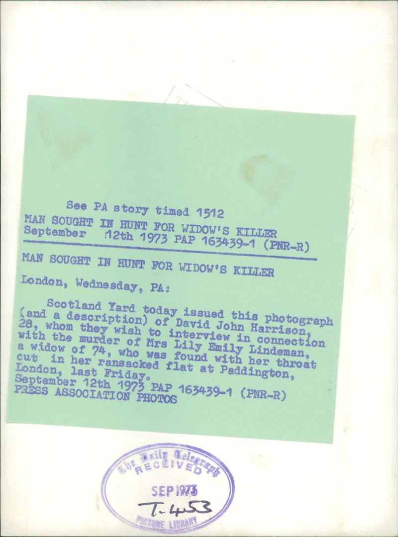 Murdered And Missing Persons 1973:Scotland Yard. - Vintage Photograph