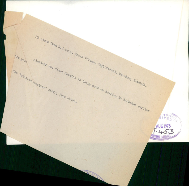 Murdered And Missing Persons 1973:Alastair and Janet. - Vintage Photograph