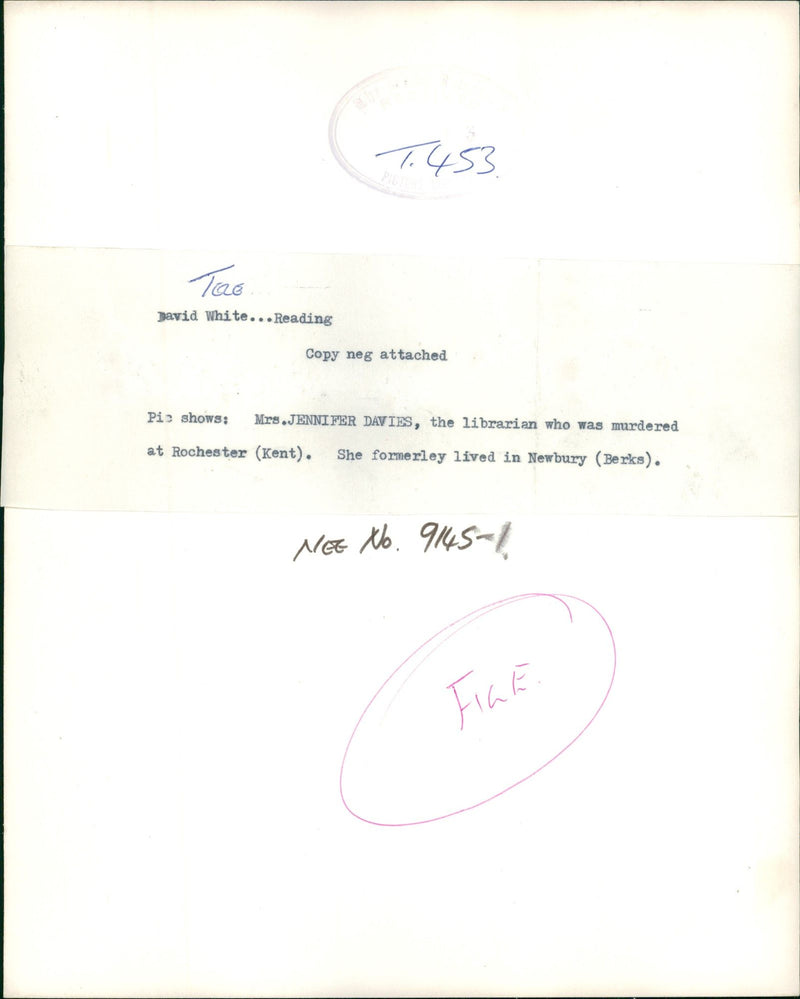 Murdered And Missing Persons 1973:Mrs Jennifer Davies. - Vintage Photograph