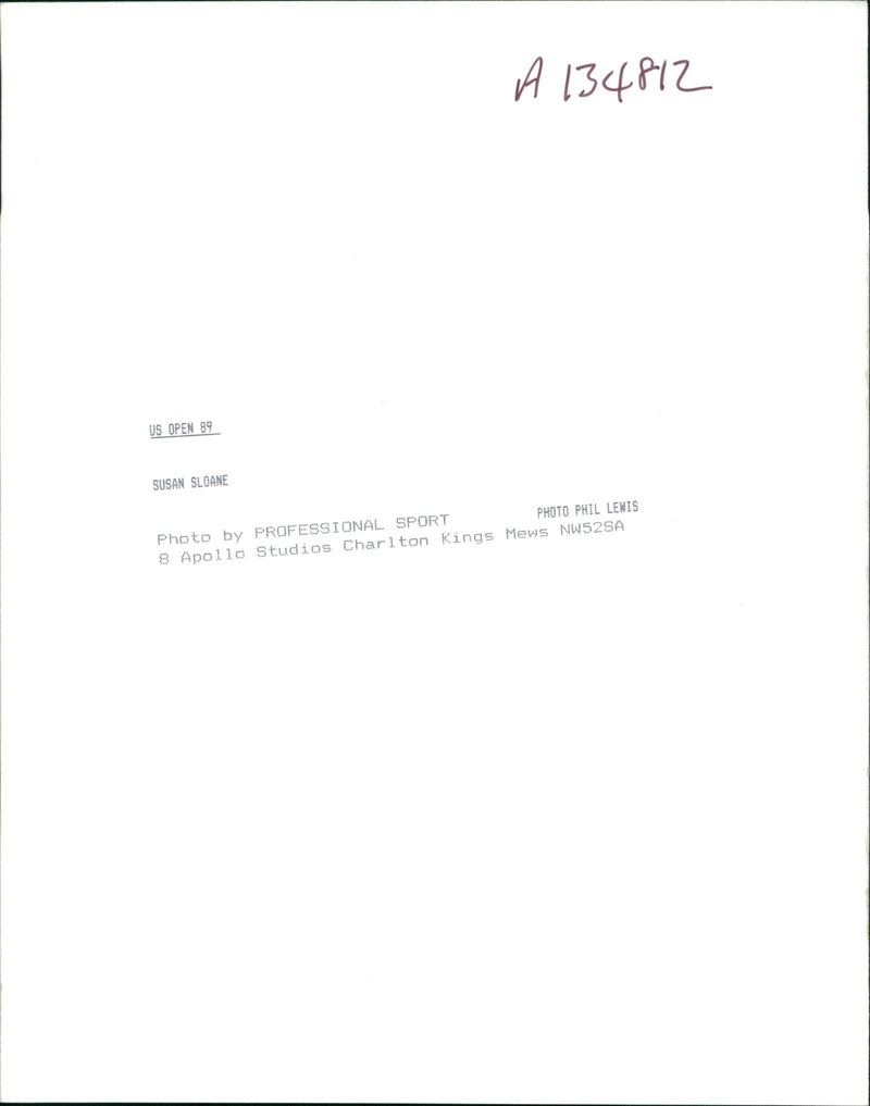 Susan Sloane, US open 1989. - Vintage Photograph