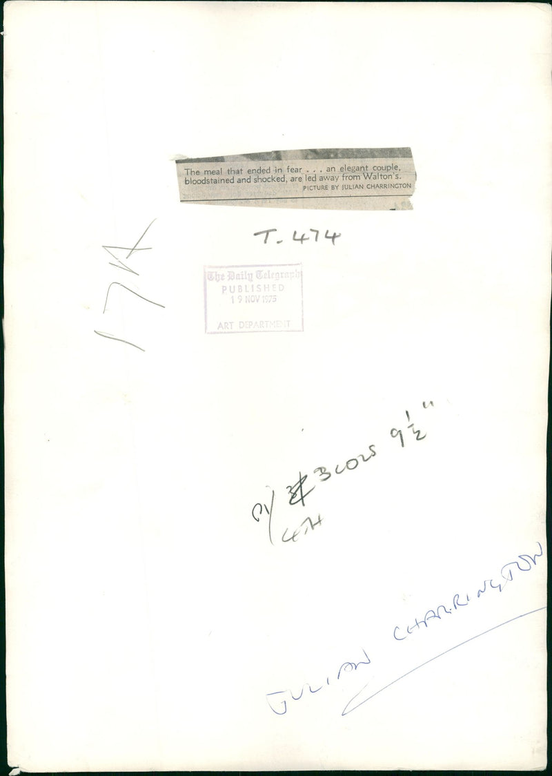 I.R.A bombings in london: an elegant couple bloodstained and shocked. - Vintage Photograph