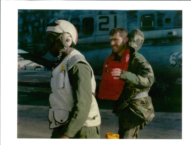 Scott O'Grady with an unidentified man. - Vintage Photograph