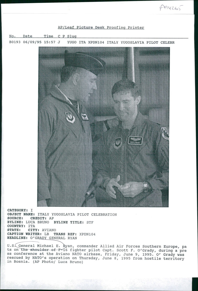 Scott O'Grady with General Michael E. - Vintage Photograph