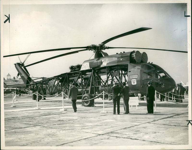 Helicopter westland westminister:flying crane helicopter. - Vintage Photograph