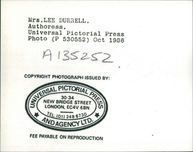 Lee Durrell - Vintage Photograph
