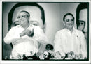 Presidential candidate Carlos Duque (l) sits with Manuel Solis Palma - Vintage Photograph