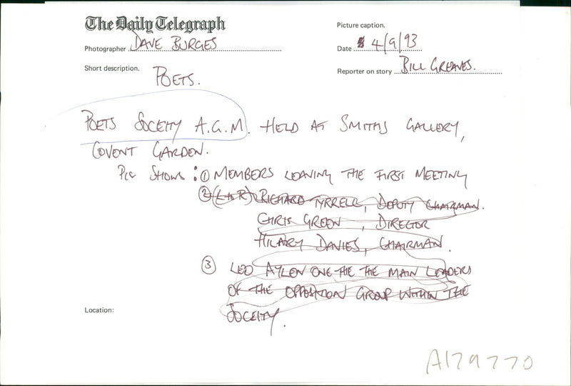 Poetry Society: members leaving the first meeting. - Vintage Photograph