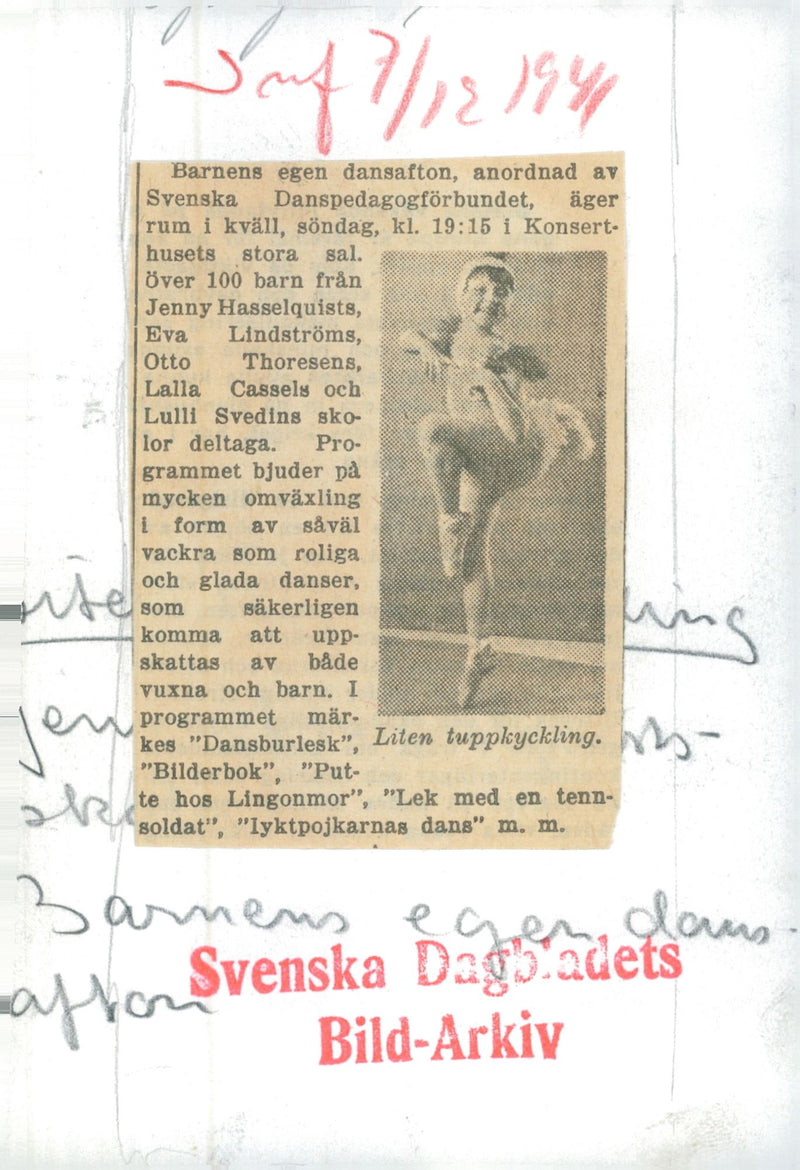 A little cheek chicken in the children's dance event in the concert hall's grand hall - Vintage Photograph