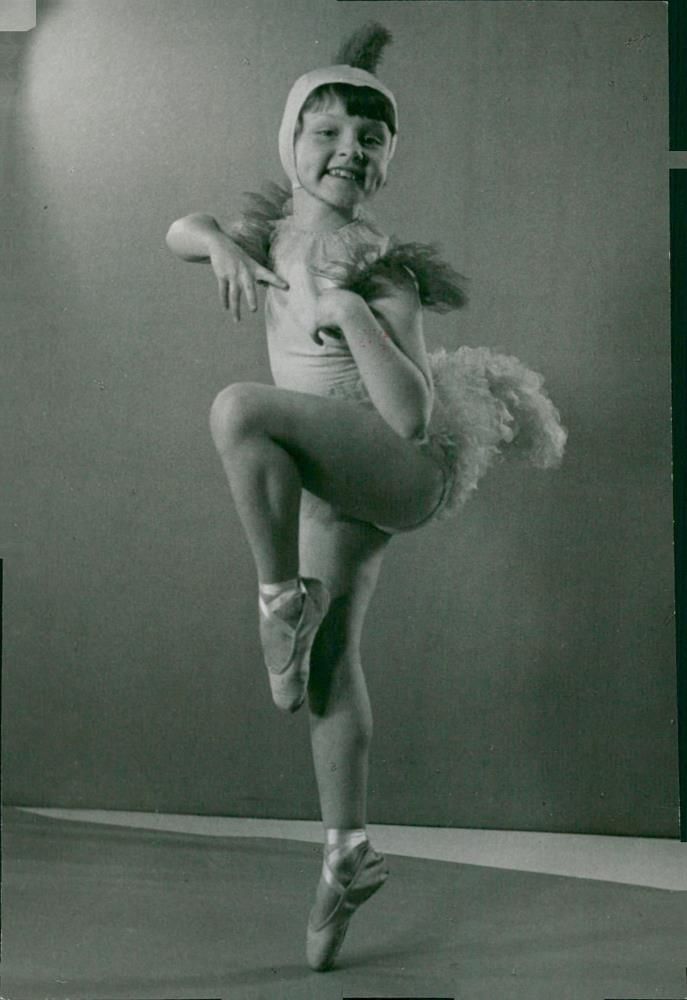 A little cheek chicken in the children's dance event in the concert hall's grand hall - Vintage Photograph