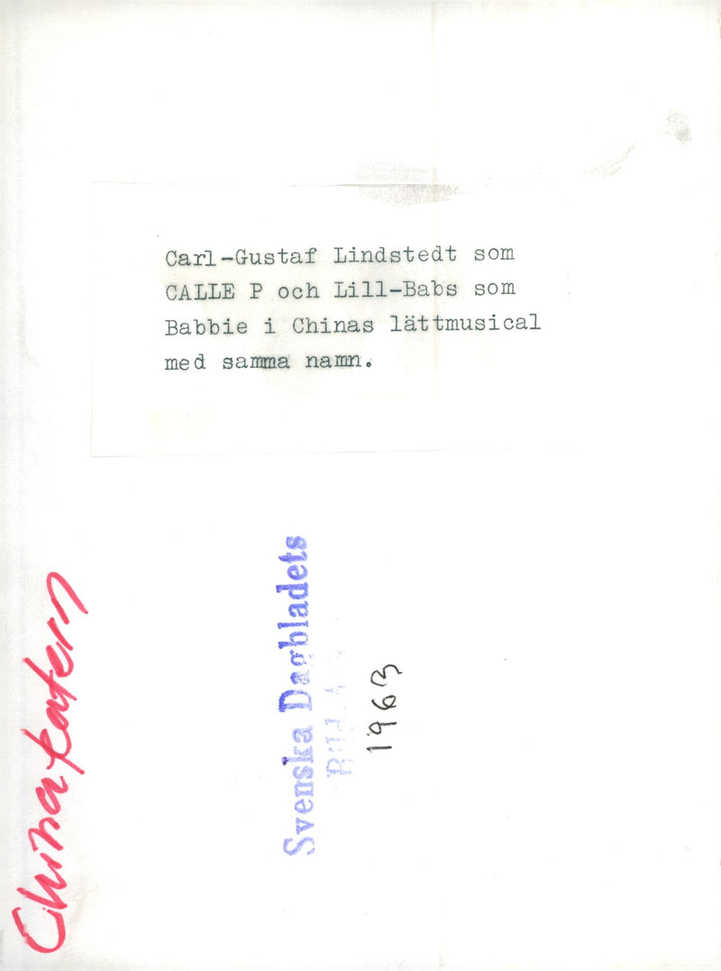 Lill-Babs and Carl-Gustaf Lindstedt in the musical "Calle P" at Chinateatern - Vintage Photograph