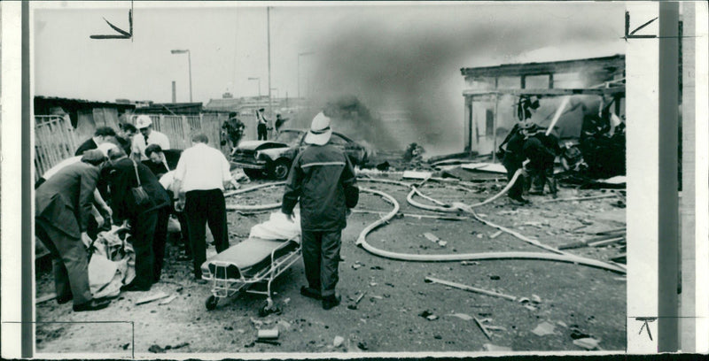Ireland Civil Rights Riot:Firemen Playing their hoses. - Vintage Photograph