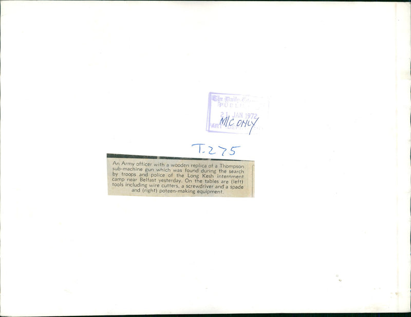 civil righh riots:a army officer with a wooden replica. - Vintage Photograph